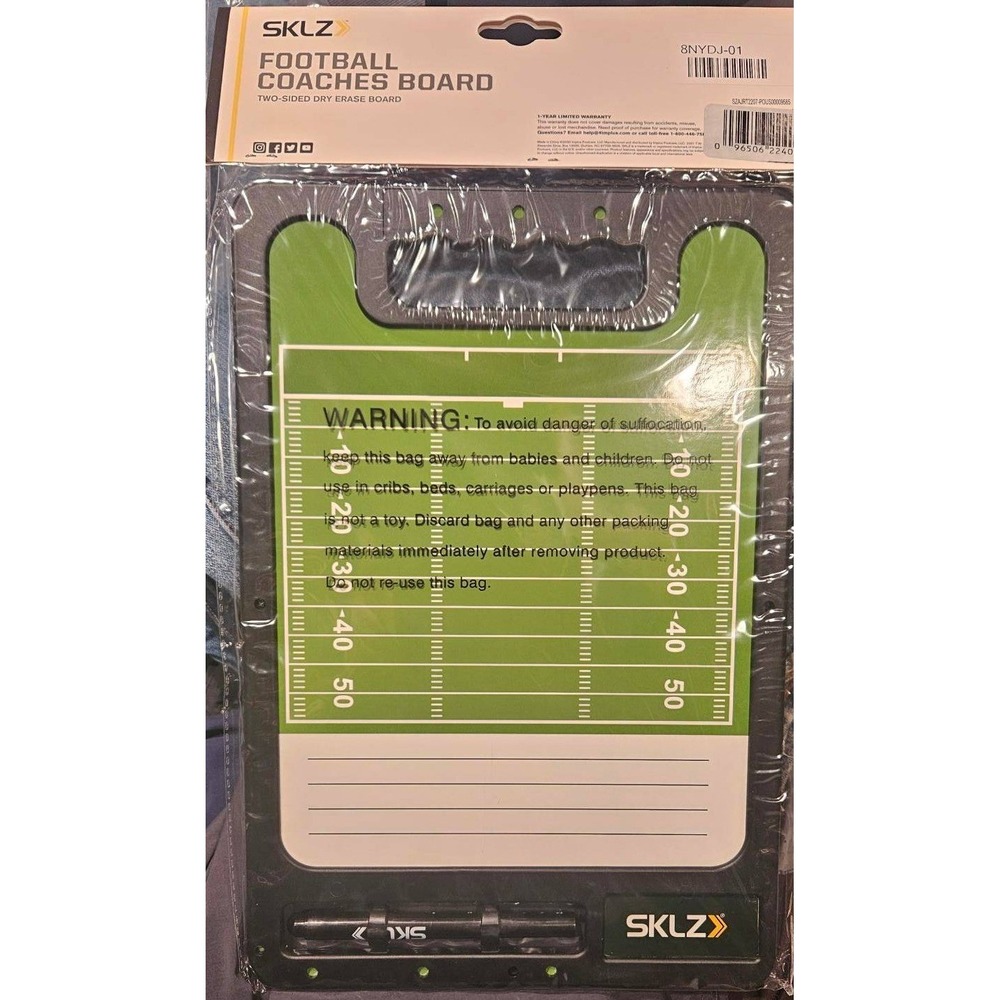 SKLZ Football Coaches Board Two-Sided Dry Erase Play Caller‎ 8NYDJ-01 New